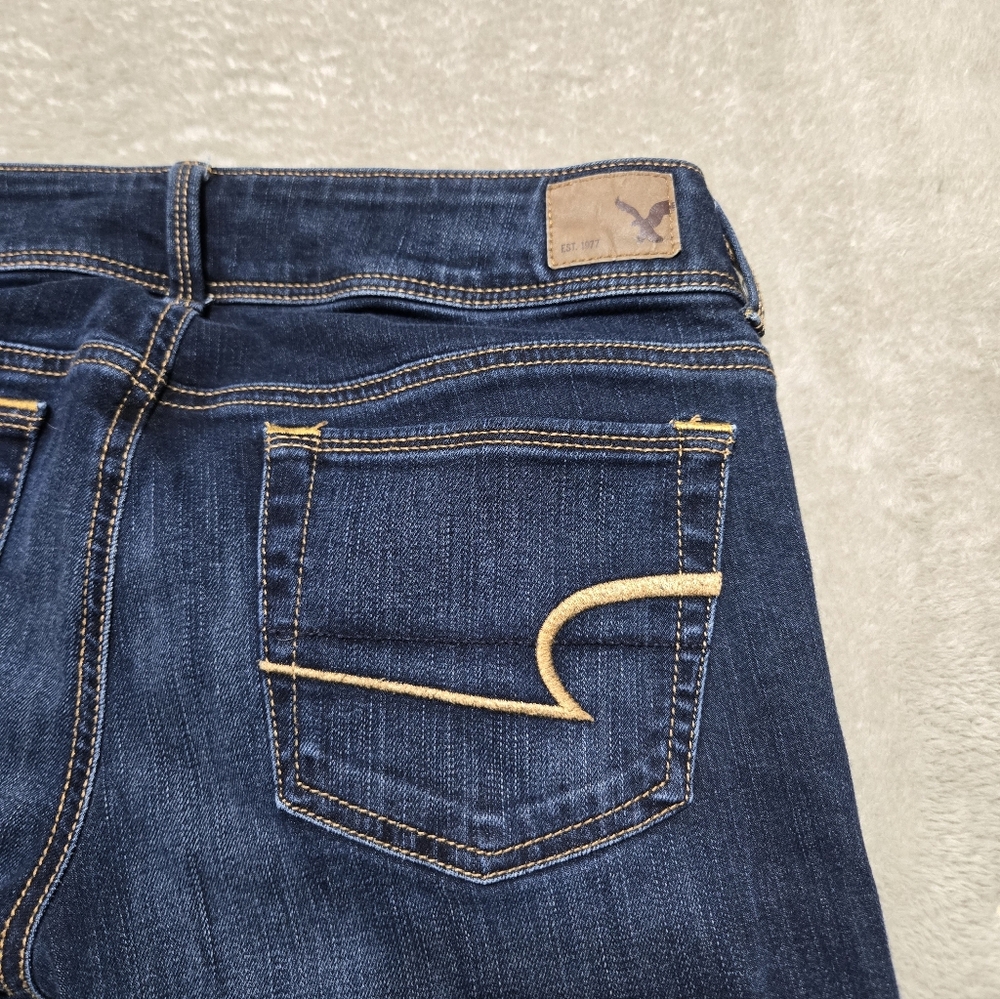 American Eagle Kick Boot Jeans Womens Size 4 Long (28x32) Dark Wash  Stretch - Picture 5 of 10
